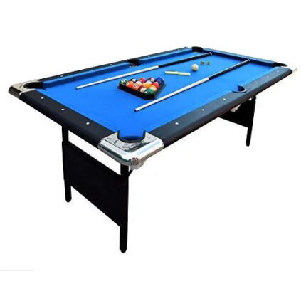 Hathaway Fairmont Portable 6-Ft Pool Table for Families with Easy Folding for Storage, Includes Balls, Cues, Chalk, Blue gordeo