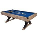 American Legend Kirkwood 84” Billiard Table with Rustic Blond Finish, K-Shaped Legs and Royal Blue Cloth gordeo