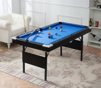 Ditkoko Billiard Table, 65.75" Folding Pool Table with with Balls, Cues, Chalk, Brush and Triangle, Pool Table Set for Family Game Room, Adult Rrec Room, Basements, Man cave or Garage gordeo