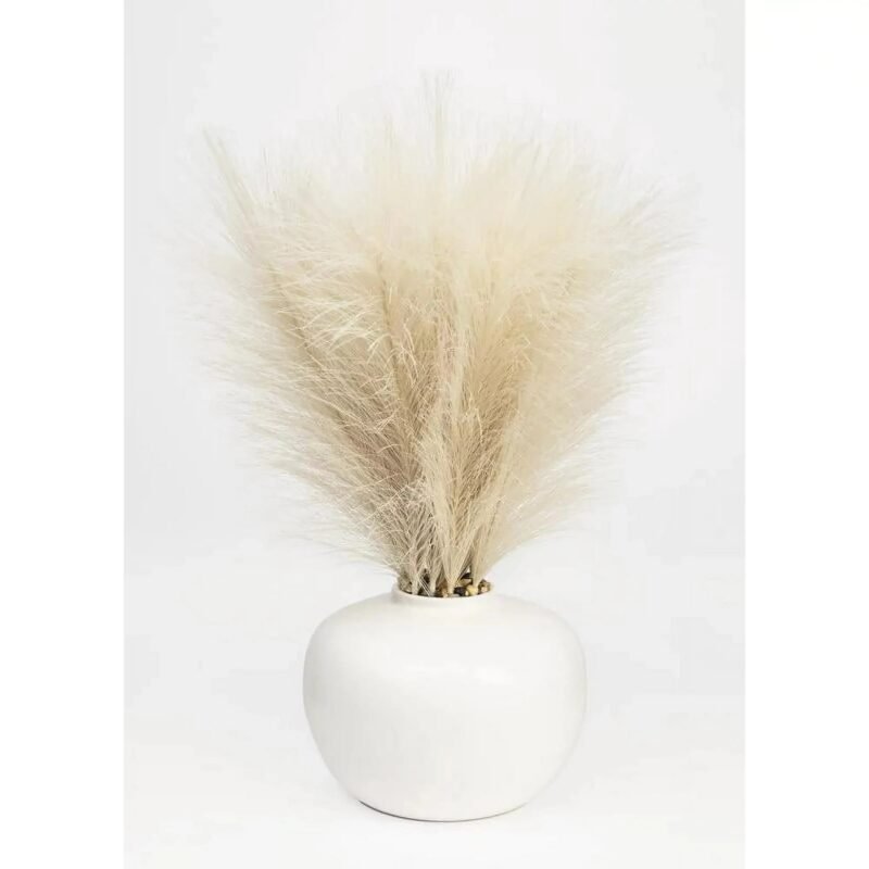 Better Homes & Gardens 14" Artificial Pampas in White Rounded Ceramic Vase gordeo